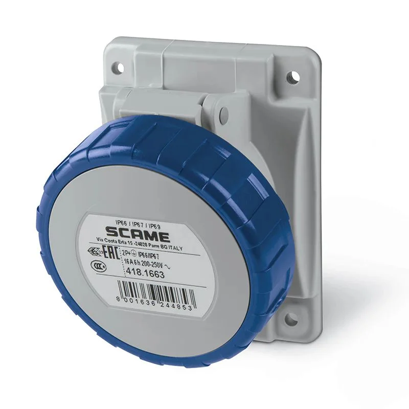 SCAME Flush-Mount Socket 2P+E IP66/IP67 16A/32A 6H